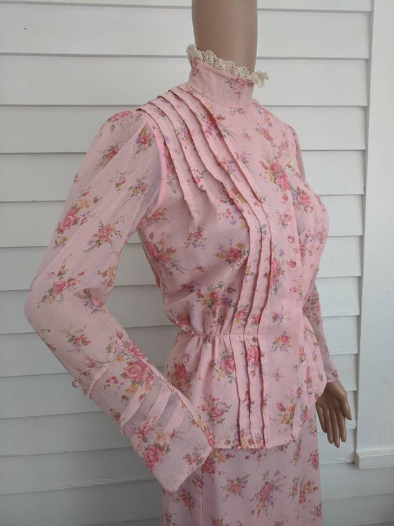 Pink Victorian Style Dress Prairie Western Soft F… - image 4