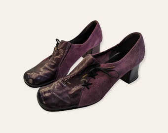 Nina 60s Purple Mod Shoes Chunky Heel Side Lace 7