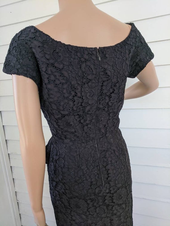 Vintage 60s Black Lace Dress Wallis Paris Cocktai… - image 4