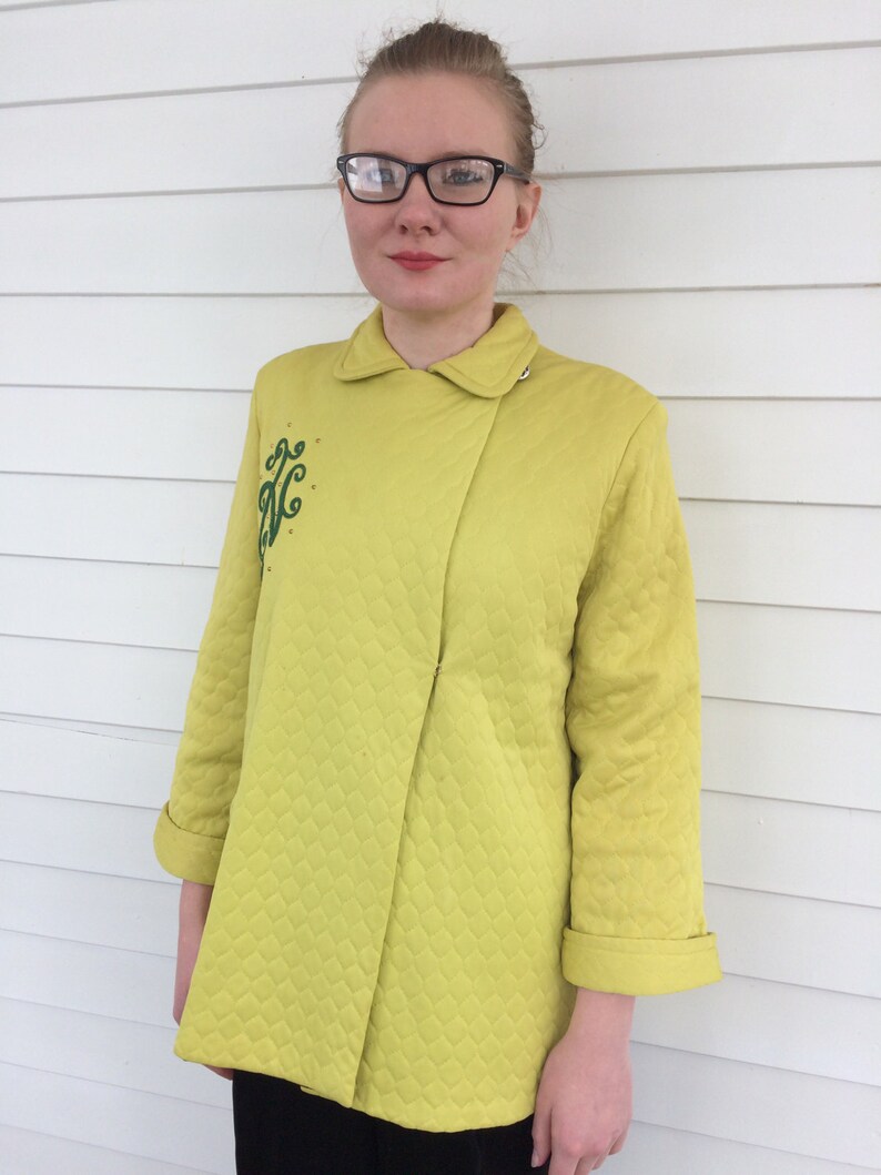 50s Green Lounge Jacket Vintage Diana Dean 1950s S M L