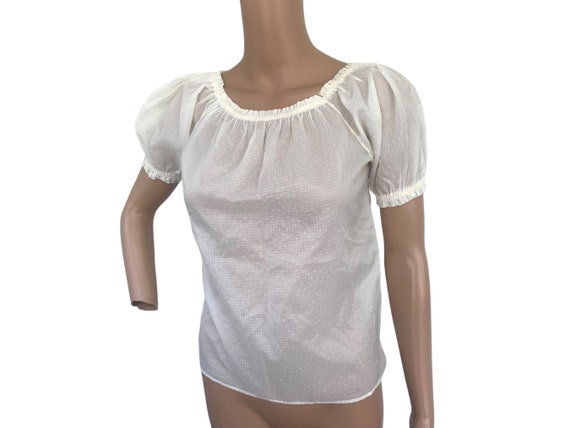 Antique Peasant Blouse Sheer Ivory Summer Vintage… - image 1