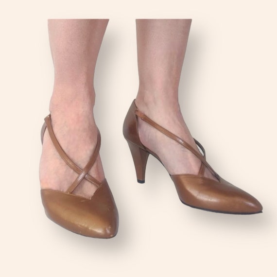80s Gold Heels Leather Italy Amalfi High Heels Sh… - image 1