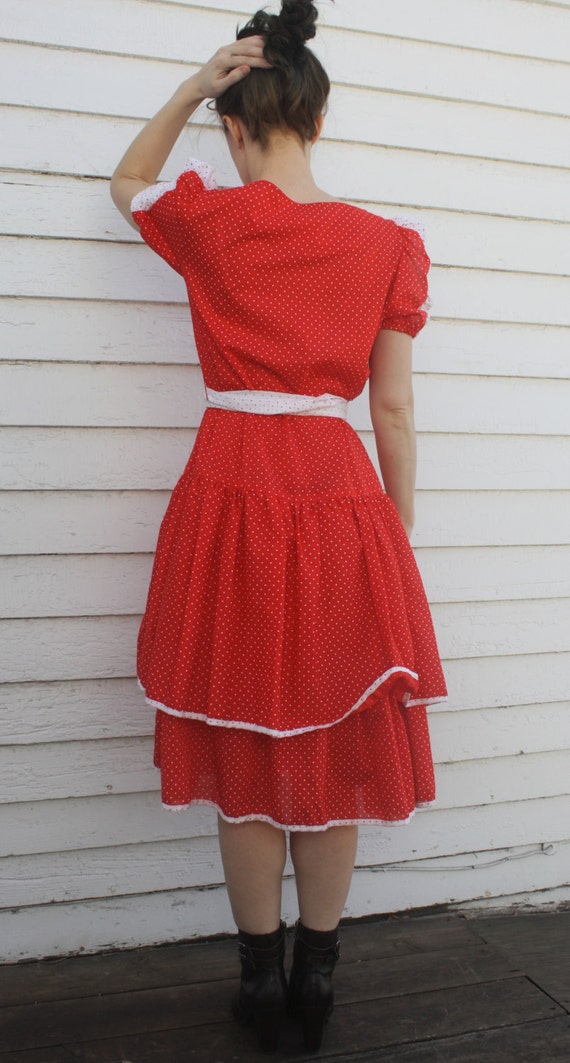 Rode jurk met stippen en landelijke witte print rockabilly zomer XS S 80s Etsy Nederland