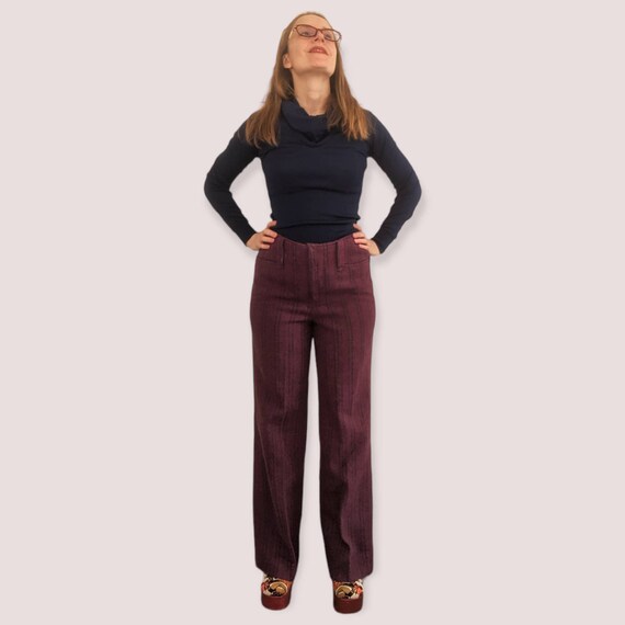 70s Striped Purple Pants 28 Inseam 28 Waist Lined… - image 4