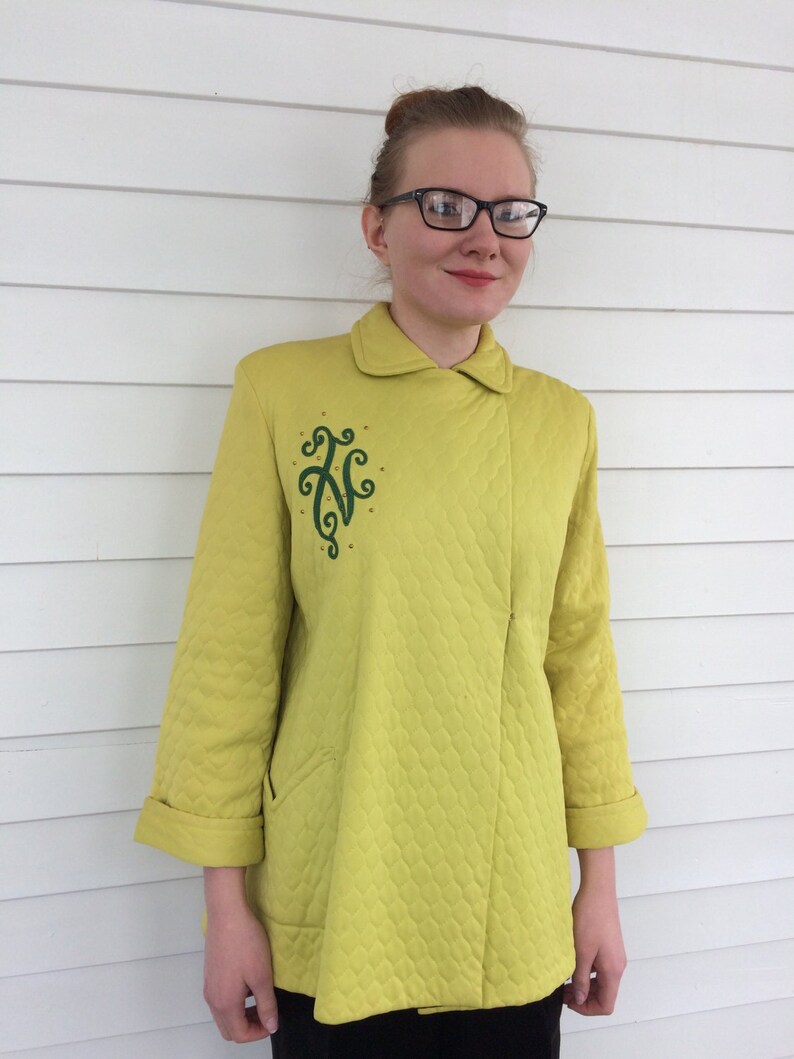 50s Green Lounge Jacket Vintage Diana Dean 1950s S M L