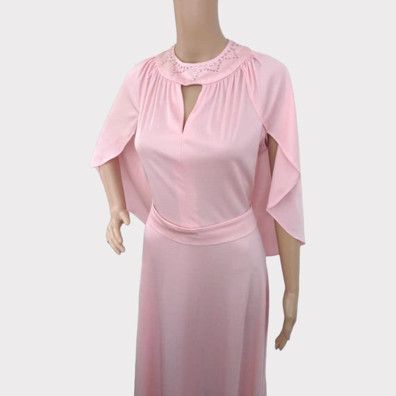 70s Cape Dress Pink Formal Maxi Vintage Miss Rube… - image 1