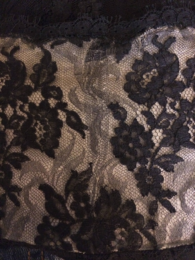 50s Cocktail Dress Black Lace Vintage 1950s XL L