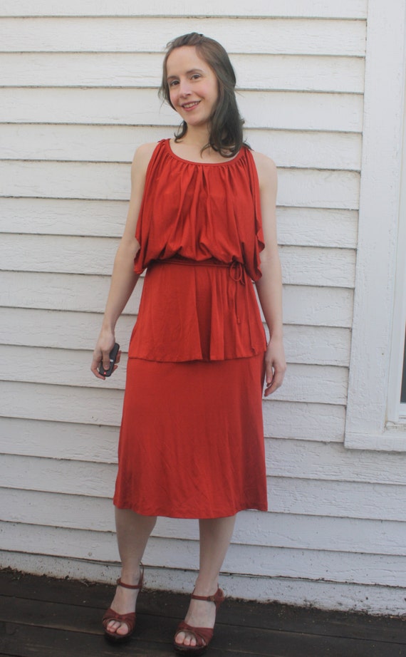 70s Dress Grecian Disco Party Vintage 1970s XS Ci… - image 5