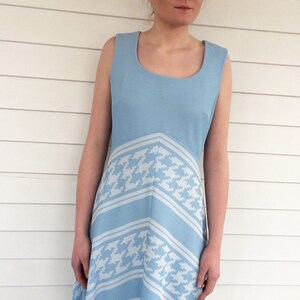 70s Mod Maxi Dress Blue Chevron Long Alfred Werber Vintage M L image 7