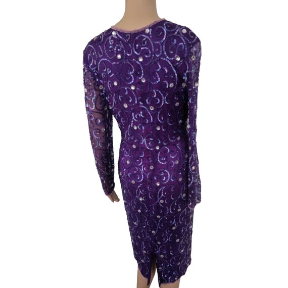 80s Purple Sequin Beaded Dress Cocktail Party For… - image 2