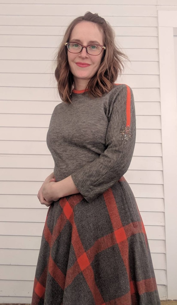 slim fit dress slacks Red Plaid Bow Neck Mini Dress - All Dresses main image 1