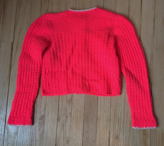 Vintage Little Girls Sweater 50s Bold Pink - image 3