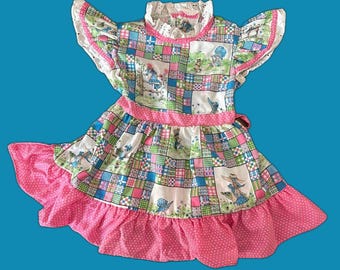Vintage 70s Sears Holly Hobbie Scenic Summer Dress 3 Girls