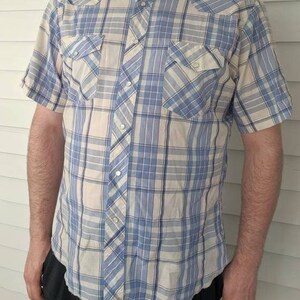 Wrangler wit geruit westernshirt vintage heren korte mouw XL
