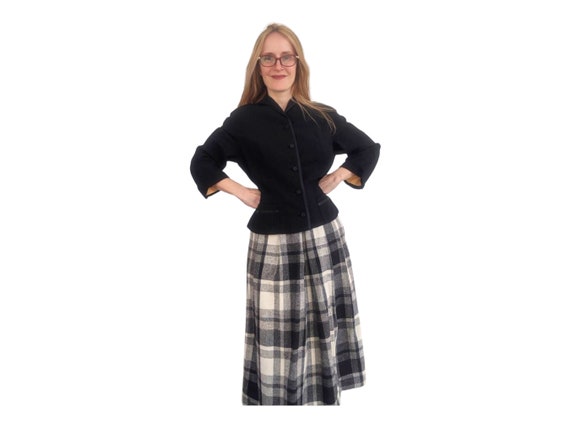 70s Plaid Skirt Wool Blend Lined New Old Stock Bl… - image 2