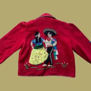 Chaqueta de recuerdo de México bordada en rojo para niños Lopez