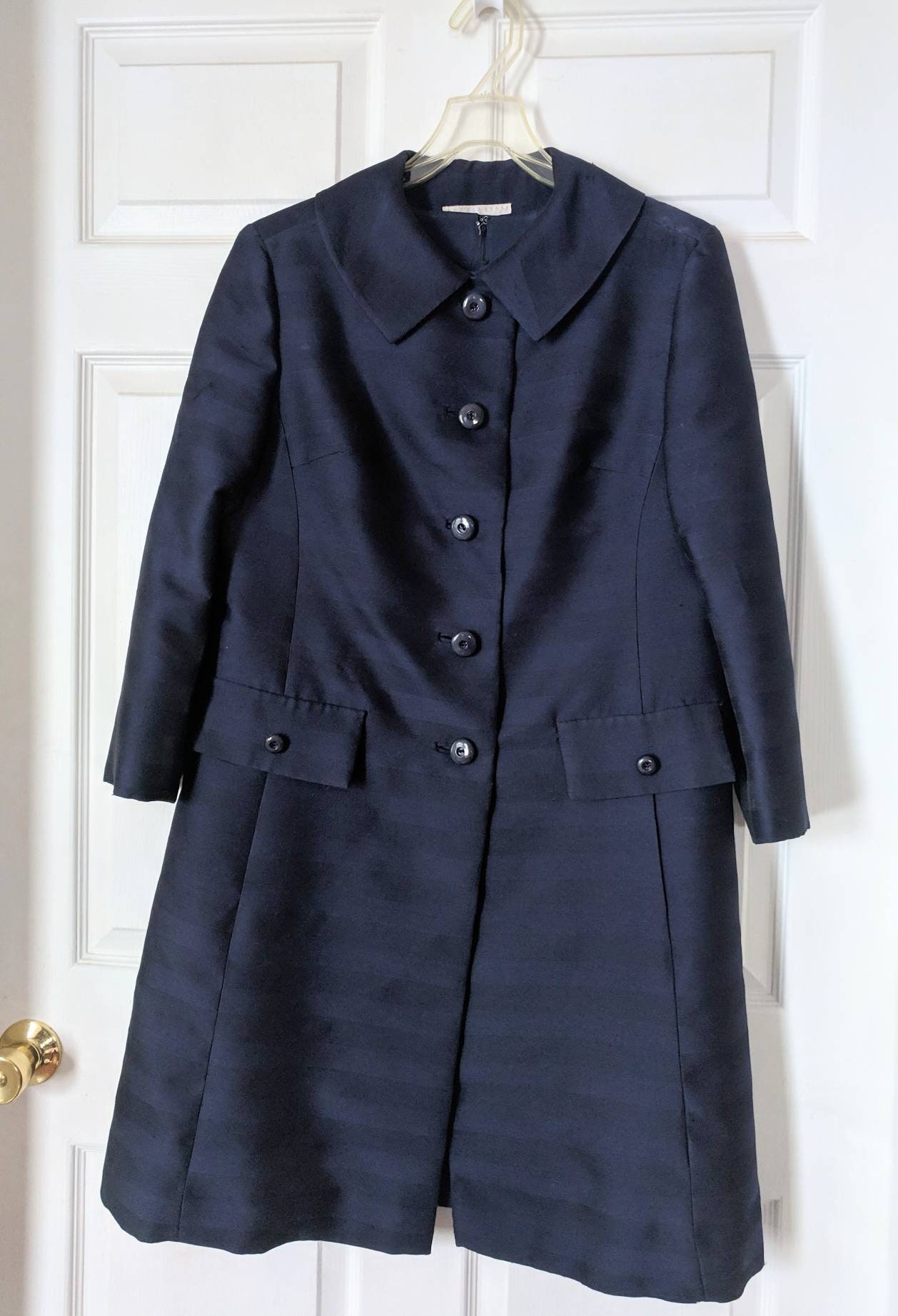 60s Dark Blue Dress with Jacket L AS IS Vintage | Etsy