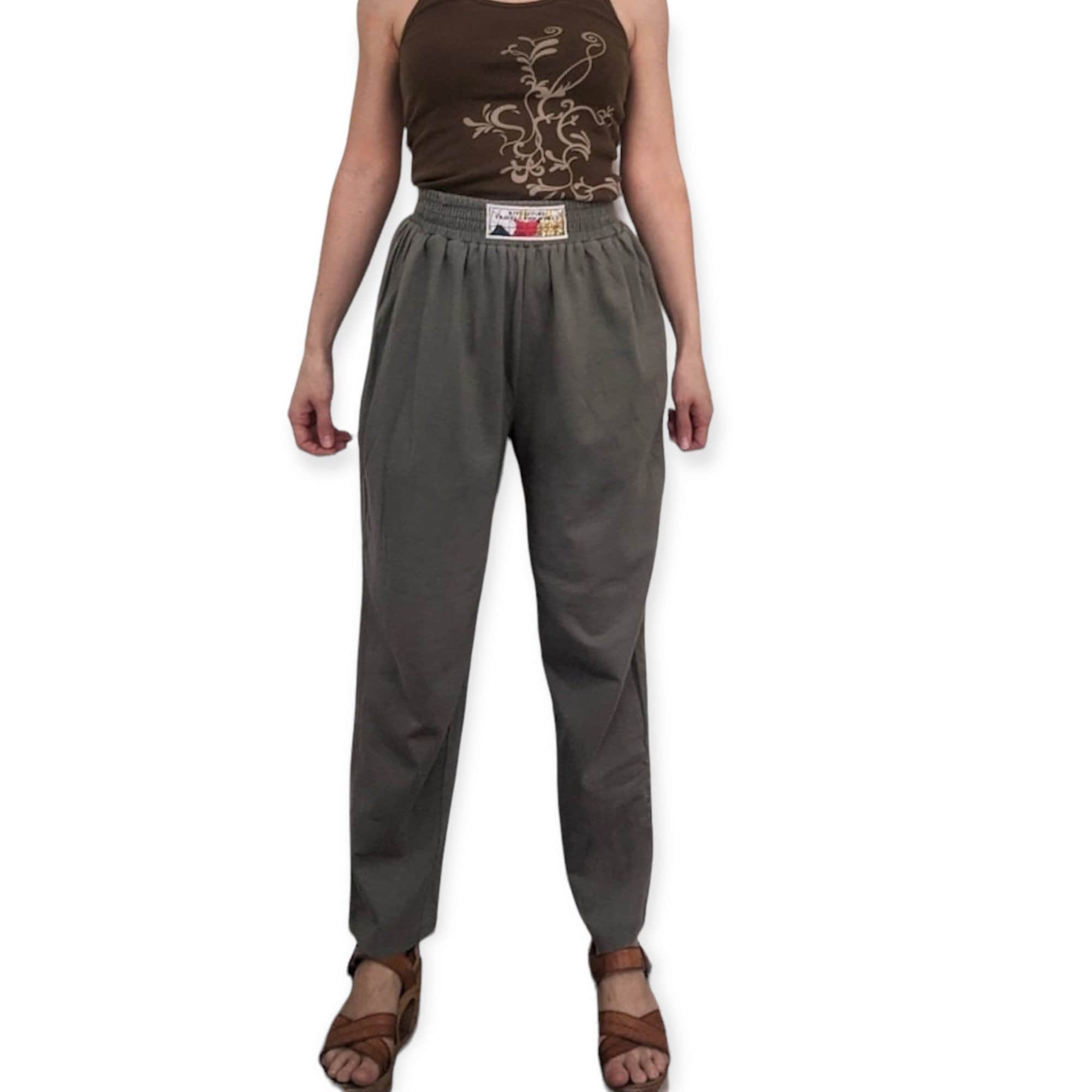 80s Sage Cotton Pants Vintage S M 24 to 28 Stretch Waist