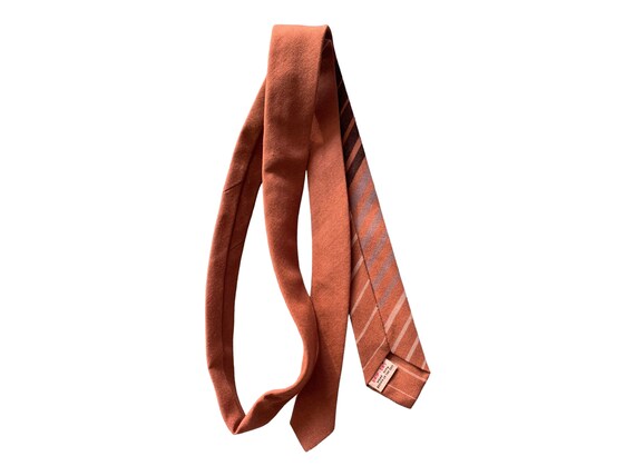 Mens Striped Necktie 60s Vintage Autumn Brown or … - image 2