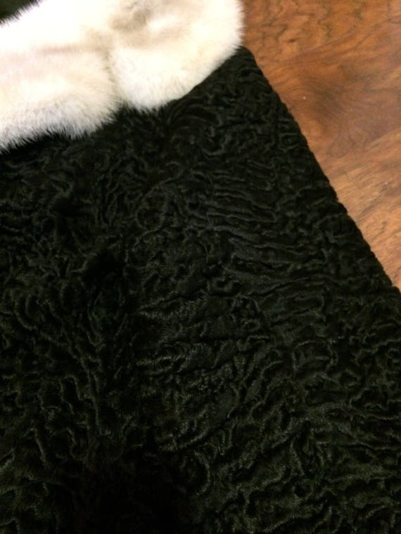 Vintage Fur Collar Faux Persian Lamb Coat Winter … - image 8