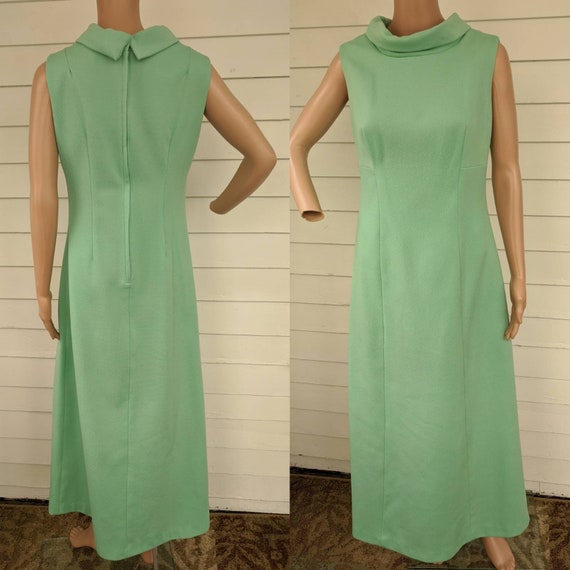 60s Mod Gown Seafoam Mint Green Pastel Dress Vint… - image 9