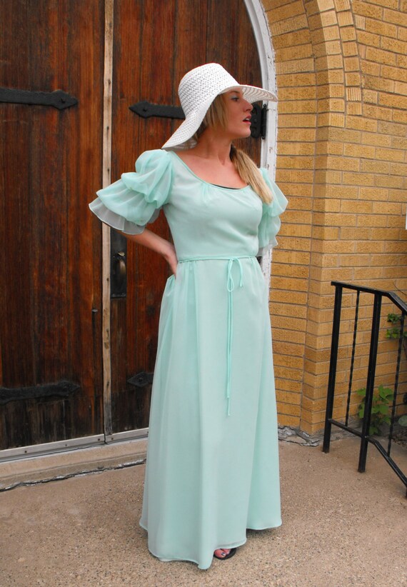 Buy 70s Pale Green Seafoam Formal Gown Vintage Bianchi Dress Chiffon S  Online in India - Etsy