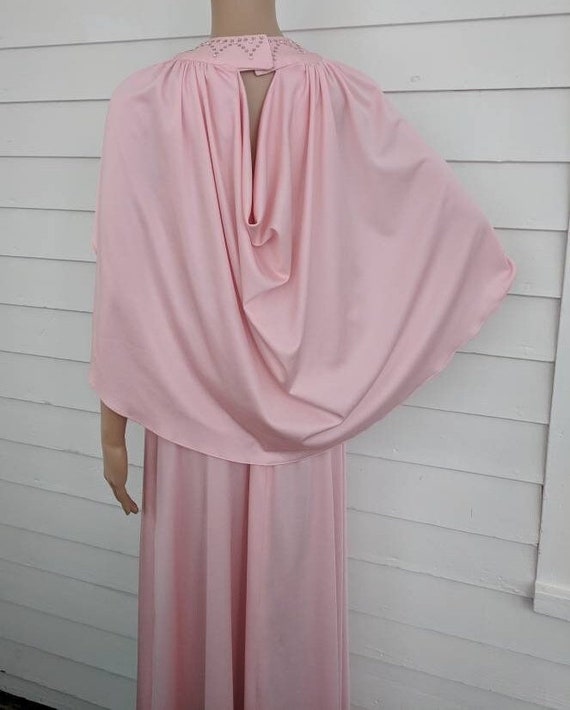 70s Cape Dress Pink Formal Maxi Vintage Miss Rube… - image 4