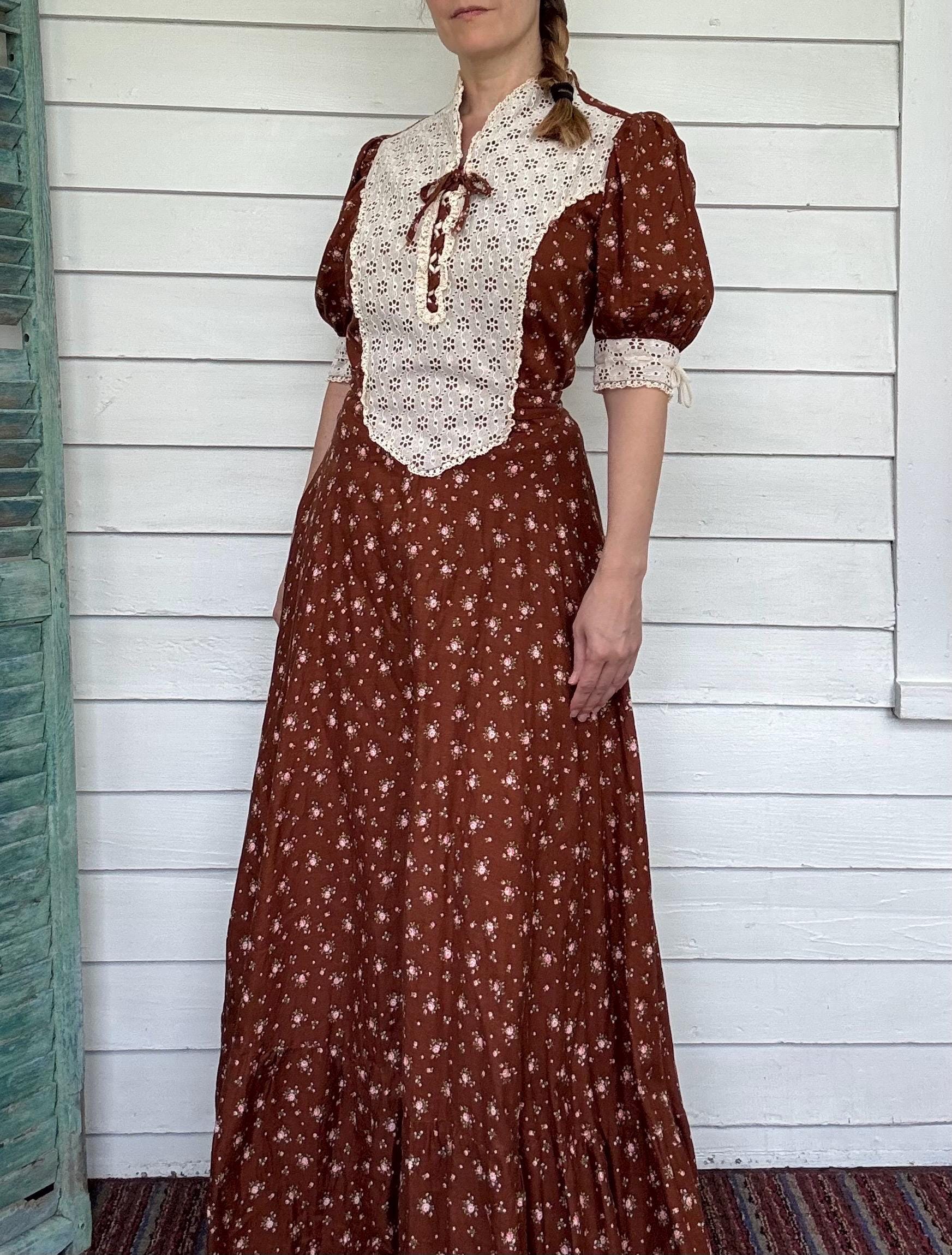 brown prairie dress Brown Leopard Print Prarie Midi Dress main image 1