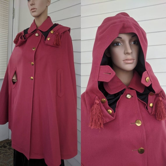 Antique Pink Hooded Cloak Cape Vintage Jacket 20s