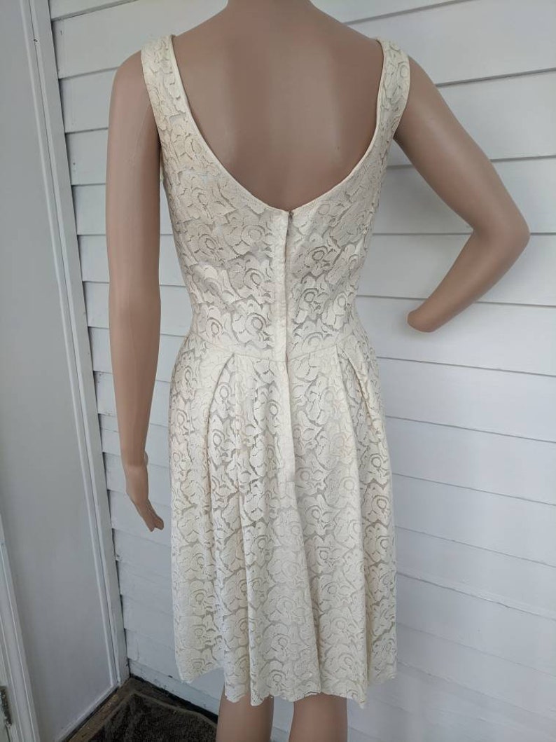 60s Ivory Lace Party Dress Sleeveless XS Vintage AS IS Project