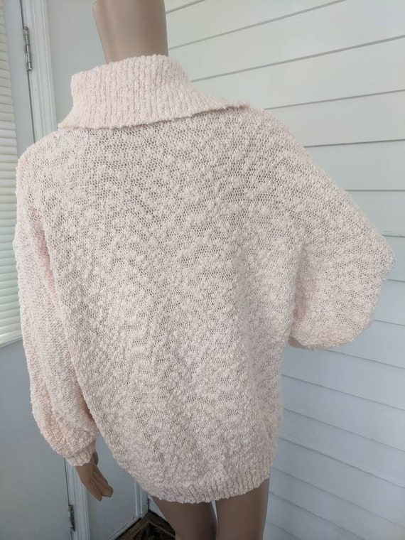 80s Nubby Peach Sweater Dolman Jumper Cowl Collar… - image 5