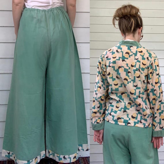 Beach Pajamas Antique 30s Pants Art Deco Top Vint… - image 2