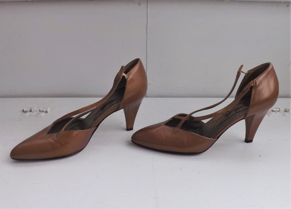 80s Gold Heels Leather Italy Amalfi High Heels Sh… - image 8