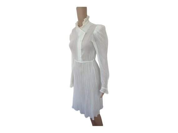 70s Sheer Romantic Dress XS S Ivory Prairie Gunne… - image 1