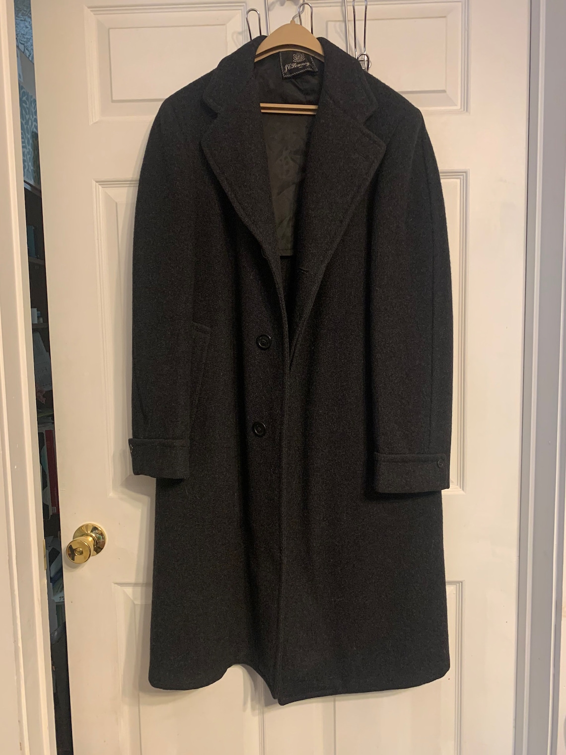 Vintage Mens Coat JC Penney Winter Wool Charcoal 30s 40s Etsy