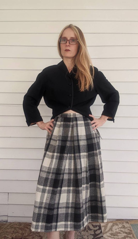 70s Plaid Skirt Wool Blend Lined New Old Stock Bl… - image 4