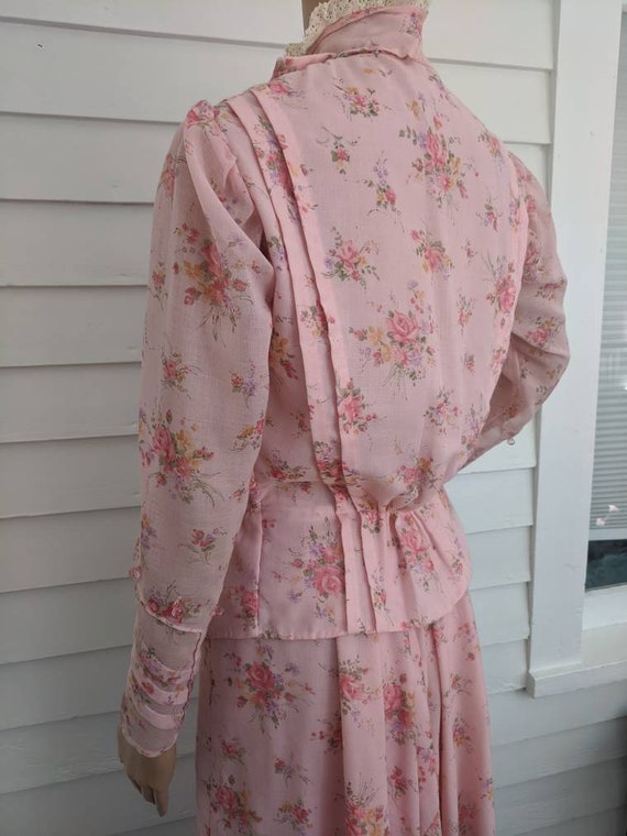 Pink Victorian Style Dress Prairie Western Soft F… - image 6