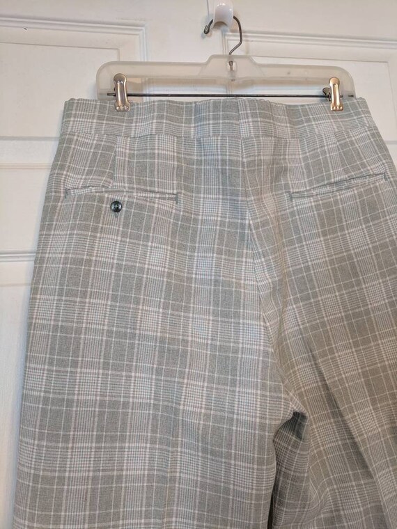 70s Mens Plaid Pants Pale Green Grandpa Retro Hip… - image 4