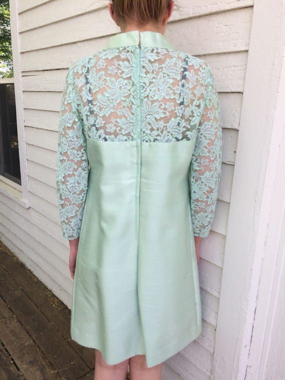 60s Mod Mint Green Pastel Dress Vintage M L AS IS - image 2