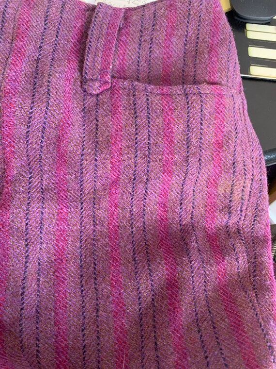 70s Striped Purple Pants 28 Inseam 28 Waist Lined… - image 7