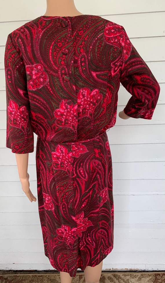 60s Red Print Dress Vintage M Henry Rosenfeld AS … - image 2