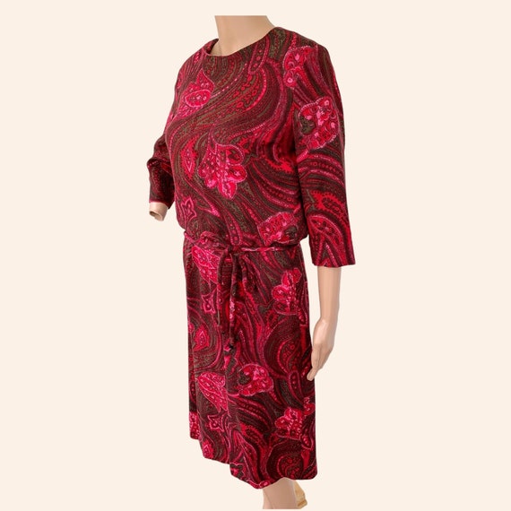 60s Red Print Dress Vintage M Henry Rosenfeld AS … - image 1