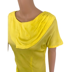 Vintage 50s Yellow Dress Midcentury Summer Short Sleeve M