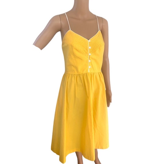 Vintage Bright Yellow Dress Retro Act 70s 80s - image 6