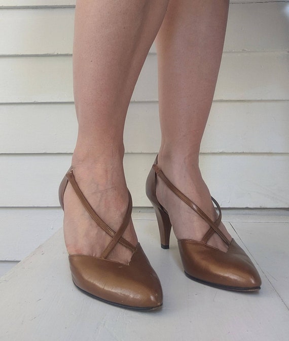 80s Gold Heels Leather Italy Amalfi High Heels Sh… - image 9