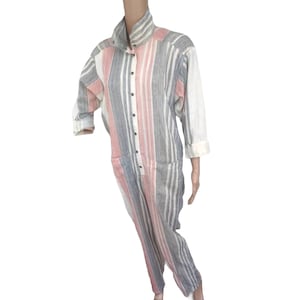 80s Striped Jumpsuit Cotton Avant Garde New Wave S Judy Knapp