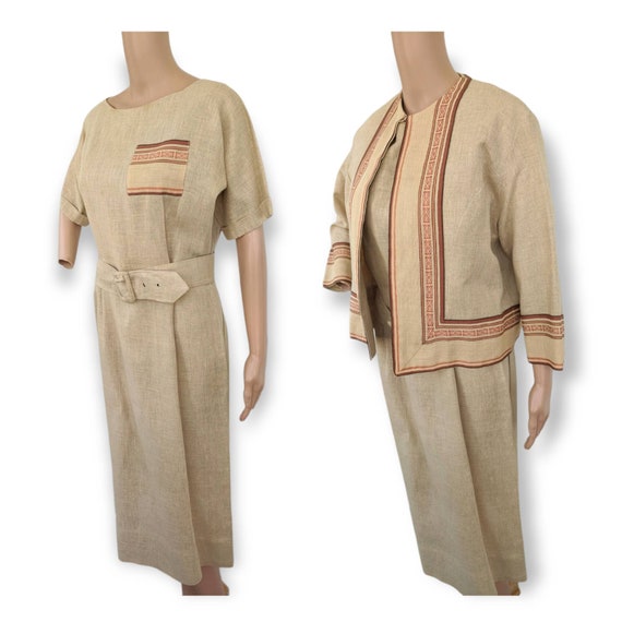 Linen dress and jacket set sale