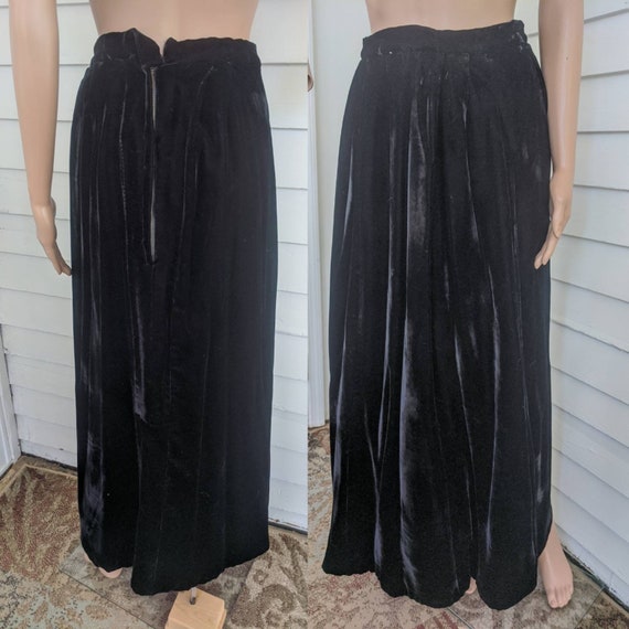 Vintage 20s Black Velvet Skirt 25 Waist XS S
