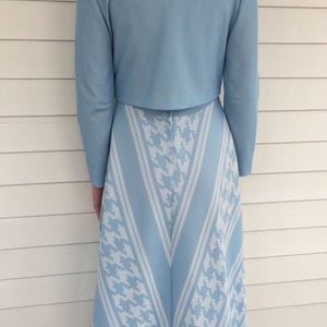 70s Mod Maxi Dress Blue Chevron Long Alfred Werber Vintage M L image 4