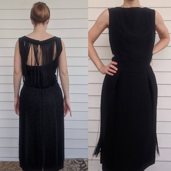 Fringe Dress 60s Black Cocktail Party 